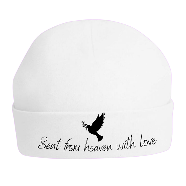 Sent from heaven with love baby hat