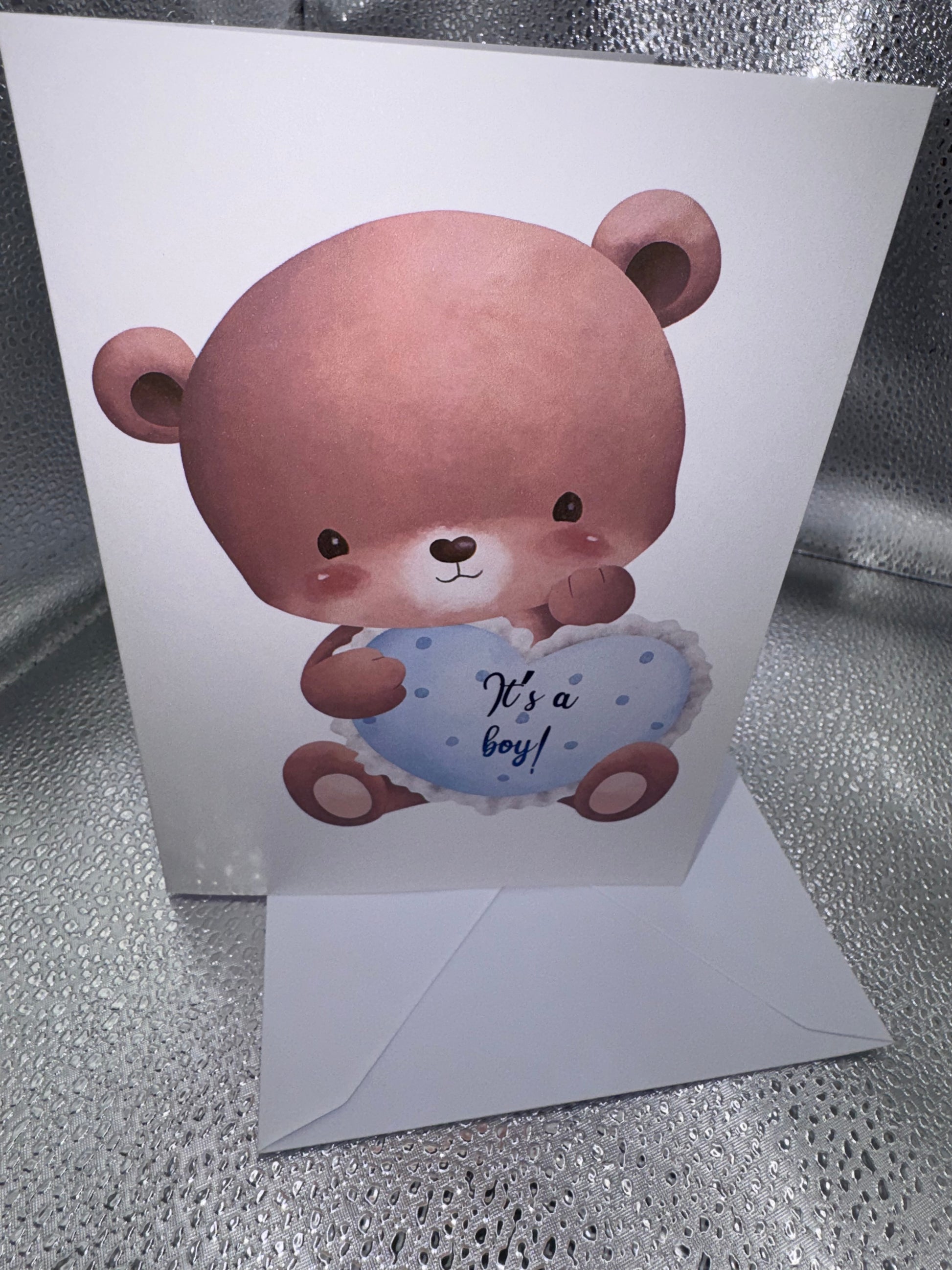 It's a boy - Teddy with heart card