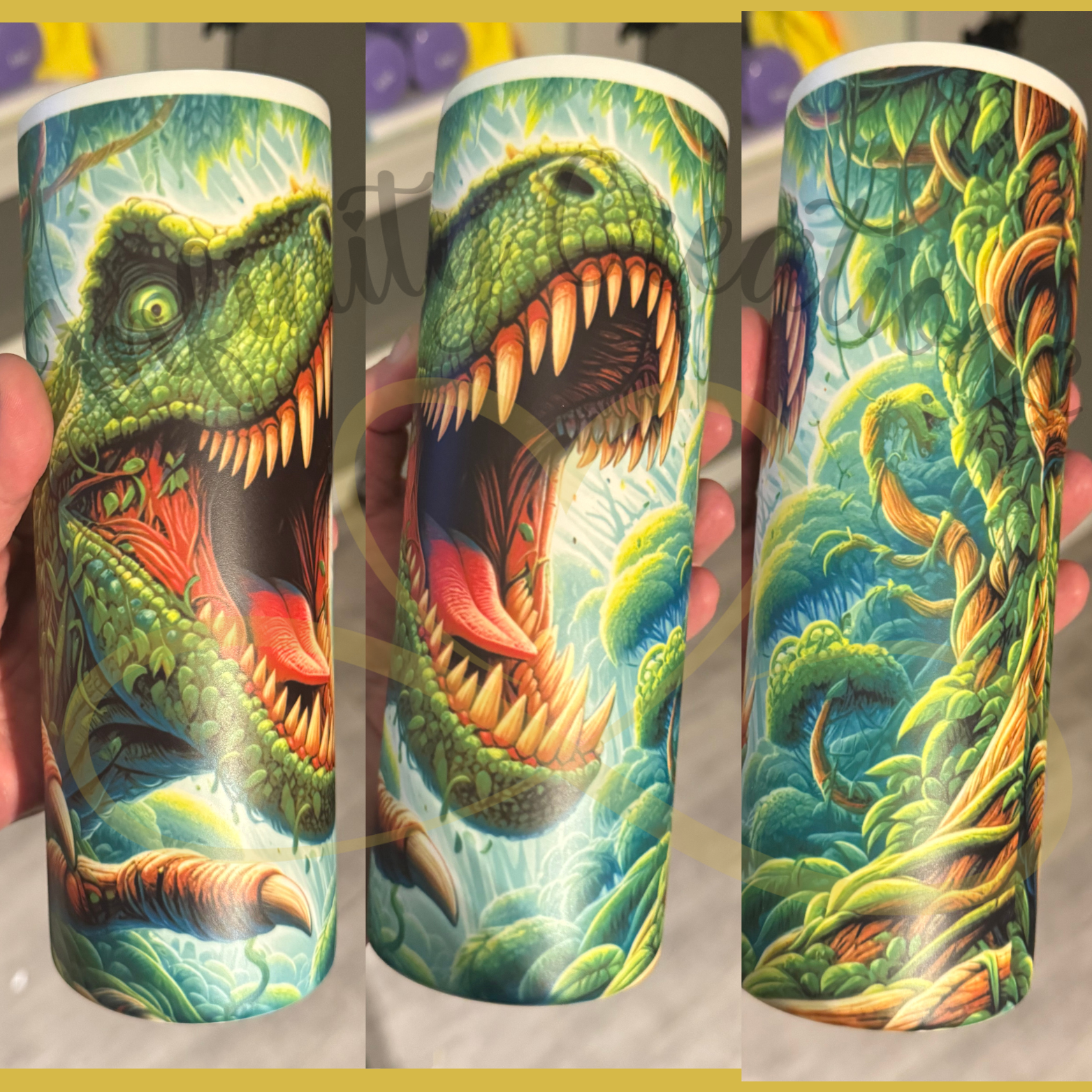 Glow in the dark Dino raw 20ounce tumbler