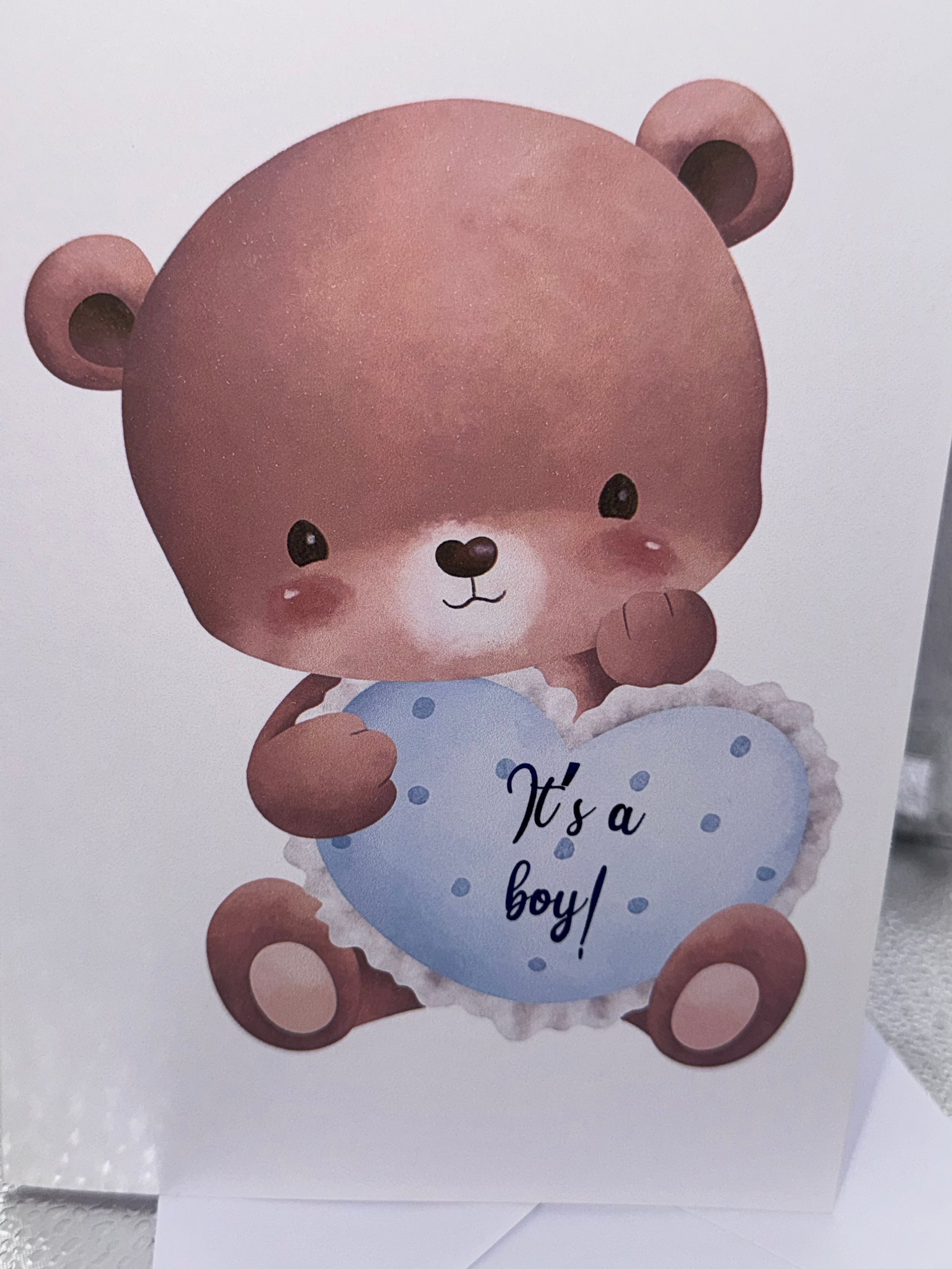 It's a boy - Teddy with heart card