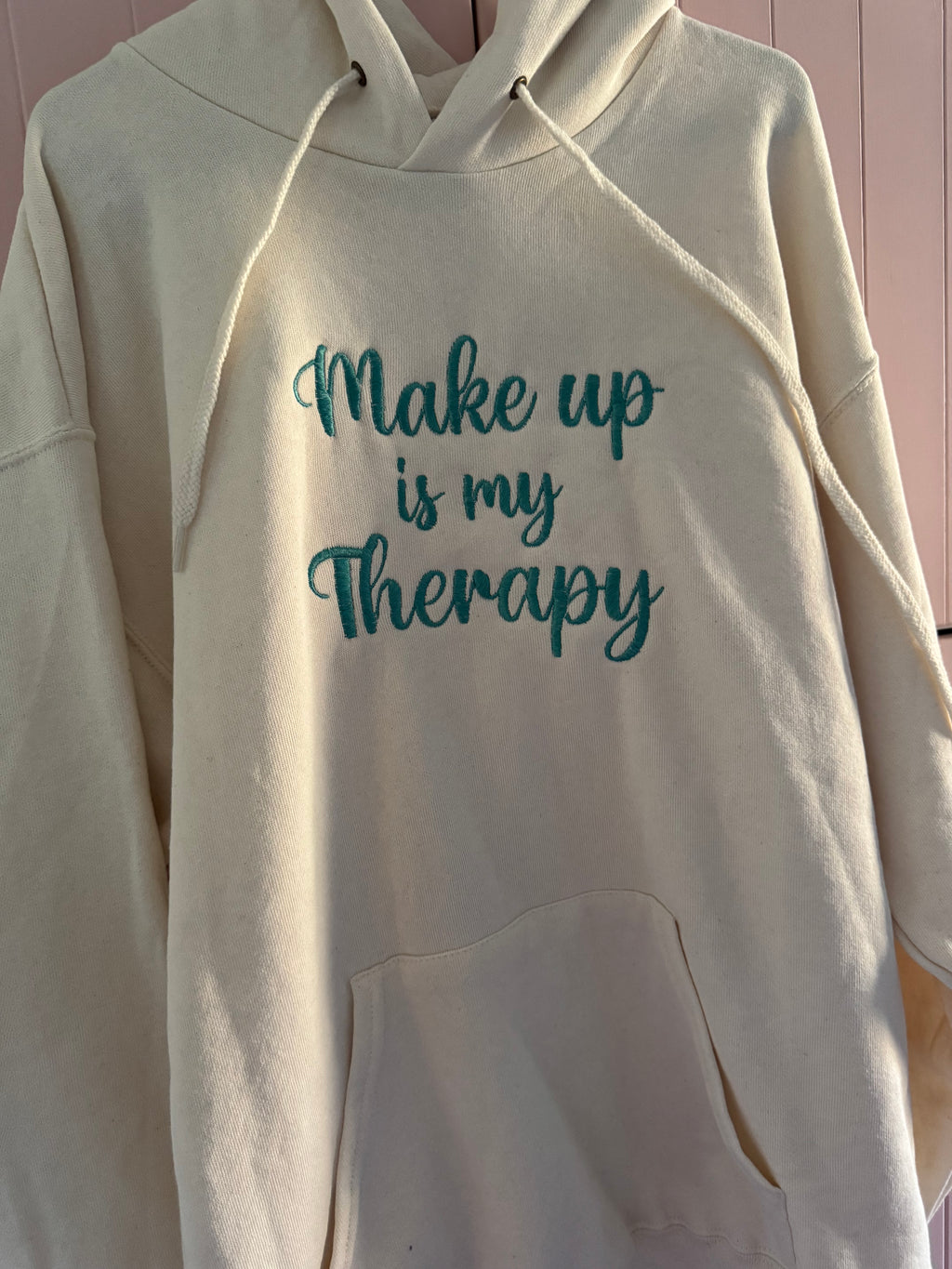 Make up is my therapy - embroidered hoodie