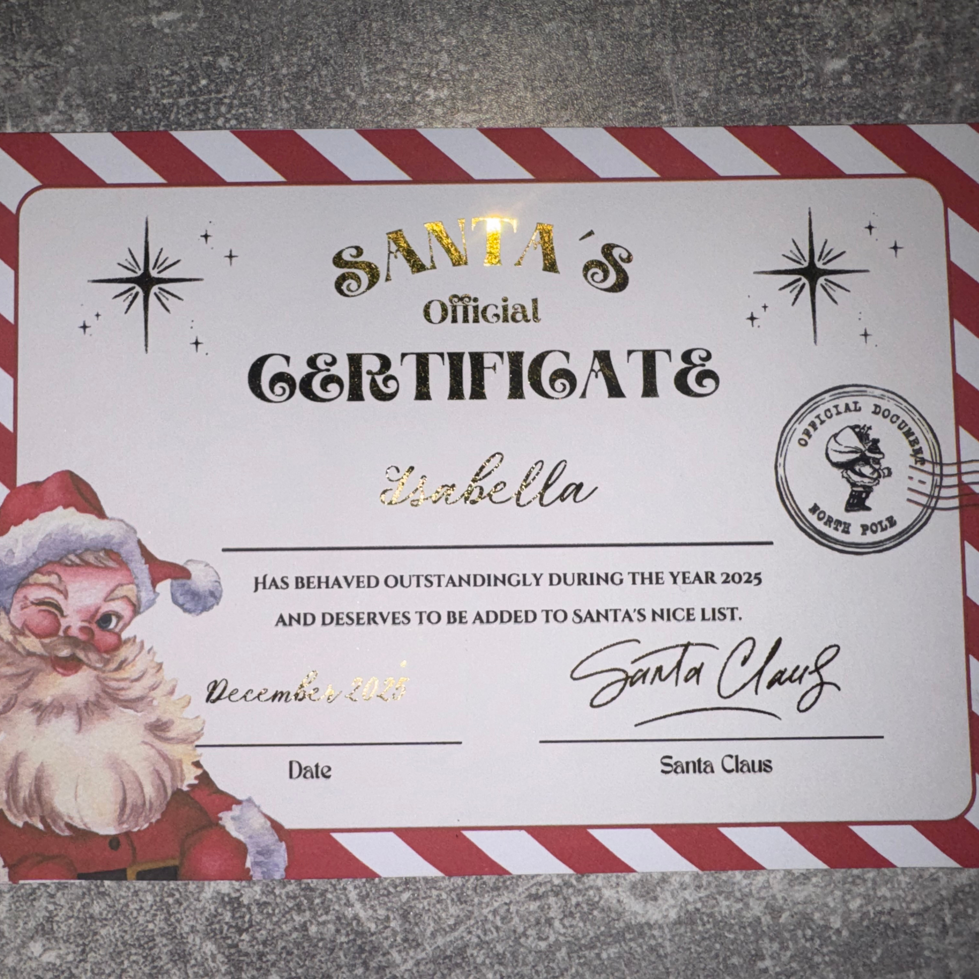 Personalised Santa Letter, Certificate & Postage Labels – With Foil Detailing