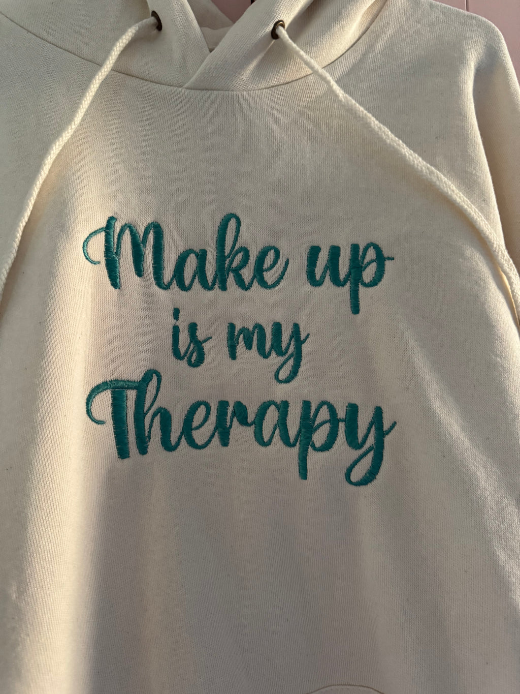 Make up is my therapy - embroidered hoodie