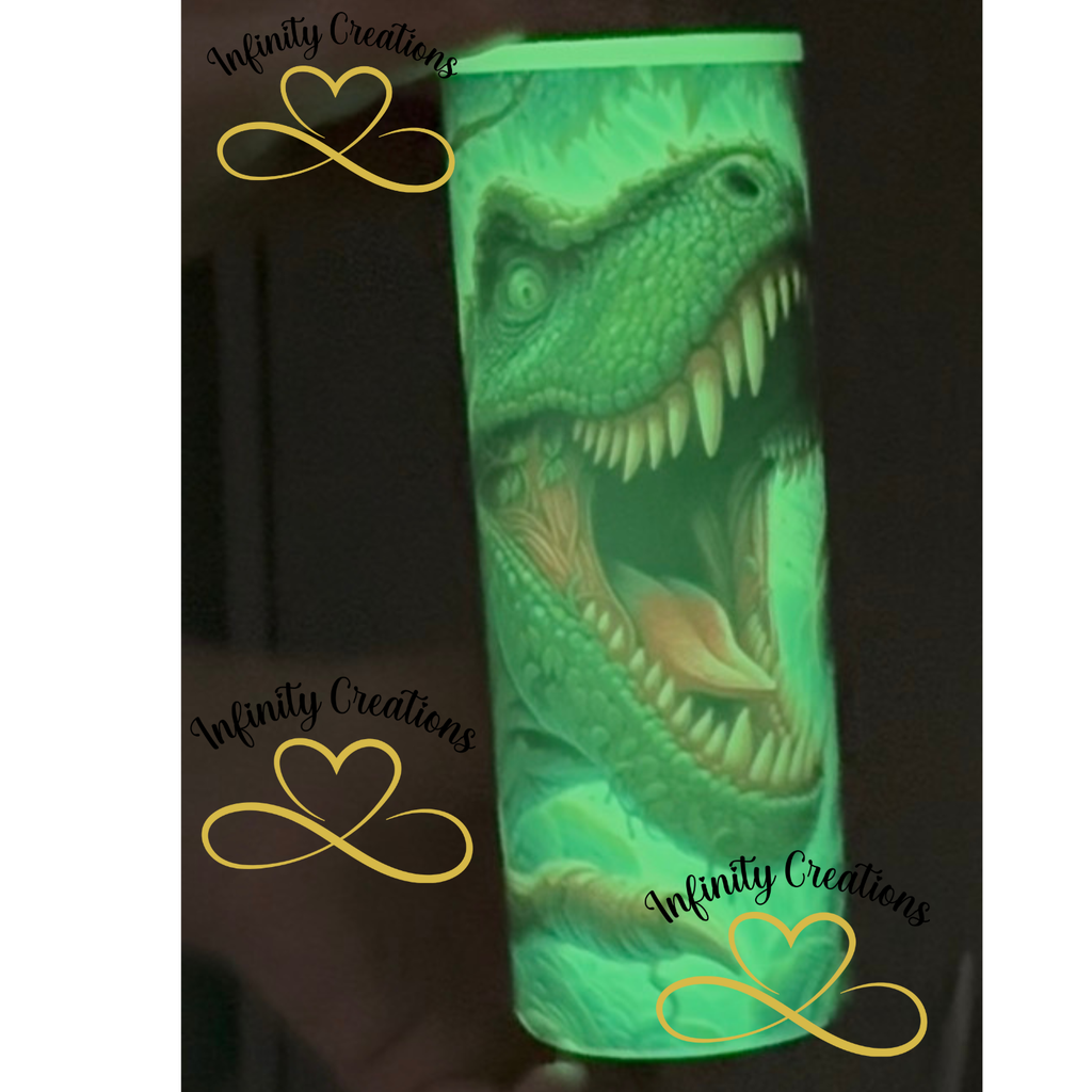 Glow in the dark Dino raw 20ounce tumbler