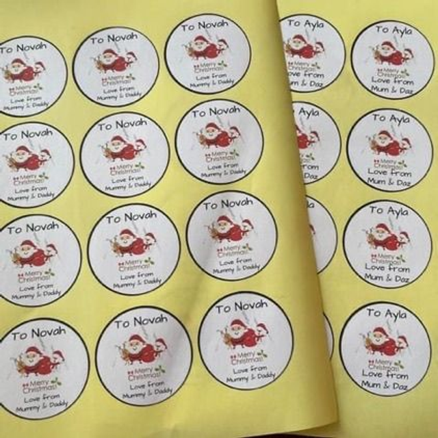 Personalised Christmas stickers - From Mummy & Daddy