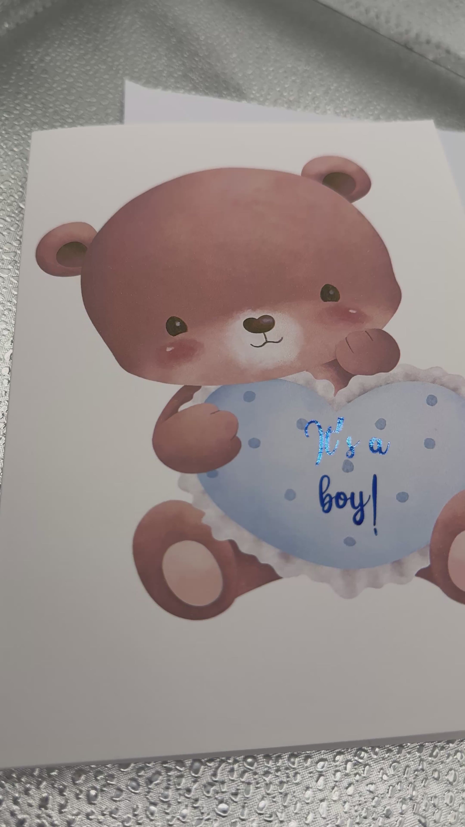 It's a boy - Teddy with heart card